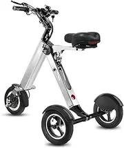 TopMate ES32 Electric Scooter 3 Wheels Foldable Trike with Seat for Adults, Light Weight Electric Scooter with Reverse Function and Key Switch, 10 Inch Pneumatic Tires Tricycle for Commute and Travel
