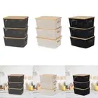 3Pcs Storage Bins with Bamboo Lids Storage Basket for Office Playroom Closet