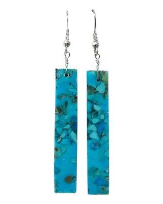 Jameson Pete, Kingman Turquoise, Earrings, Navajo Handmade, 3"