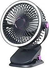 6-Inch Clip Handheld Light Circulation Small Fan, Rechargeable Table Fan with Light, Air Circulator Min i, Airflow Technology, Space-Saving, 16.7x22.1x12.7cm, for Table Desk