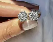 4.00 Ct Round Cut VVS1/D Lab Created Stud Earrings 14k White Gold 8mm Screw Back