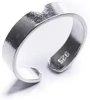 [81stgeneration] Women's 925 Sterling Silver Plain Flat Band Adjustable Midi PInky Finger Toe Ring