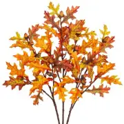 3 Pcs Fall Leaves Stems 30 inch Artificial Oak Faux Fall Leaves with 21 Acorn...