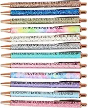 Funny Pens - Set of 12 Note Taking Rollerball Pens - Hilarious Quick-drying Writing Tools for Students Teachers, Portable Stationery Supplies