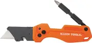 Klein Tools A-44304 Folding FLICKBLADE Utility Knife, Compact, Removable Impact Driver, 1/4-Inch Nut Driver and #2 Phillips Bit