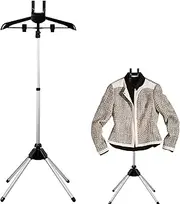 Garment Hanger for Steaming Clothes Steamer Rack Stand Holder Folding Handheld Garment Steamer Rack Height Adjustable Steam Hanger For Clothes (Black)