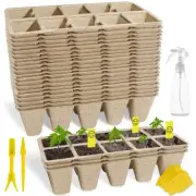 400 Cells Seed Starter Tray, 40 Pack Biodegradable Seed Starter Kit, Peat Pot...