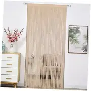Beaded Doorway Curtain Door Beads Dense String 39"W x 110"L (Pack of 1) Beige