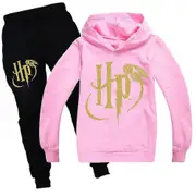 Harry Potter Print Pullover Sweatshirt Hoodies Tops Sweatpants Outfit Kids Boys Girls Casual Jogging Tracksuit Set Age 7-14 Years Pink 9-10 Years