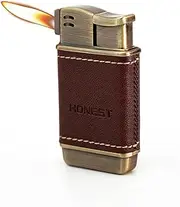 SMKOLIN Small Pipe Lighter Leather Soft Flame Indoor Butane Refillable(No Gas) (Brown)