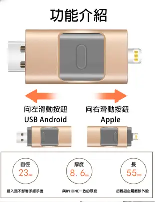 手機 OTG 擴充 USB Apple Android IOS IPHONE 記憶卡 隨身碟 64G (5.5折)