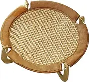 Pet Sleeping Pad, Rattan Sleeping Mat, Breathable Natural Cats Cooling Matting, Scratch Resistant, Removable, Cat Raised Bed with Wooden Base, for Cats, Puppies and Kittens, 18.11x6.89 inch