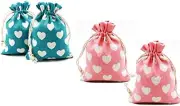 20 Packs 5.5 X 3.9 Inch Heart Burlap Drawstring Bags Packing Storage Linen Jewel