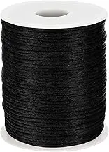 2MM 110 Yards Nylon Necklace Cord, Wind Chime Cord, String for Bracelet Making, Braided Lanyard String, Jewelry Thread Beading String for Crafts, Twine for Chinese Knotting (Black)
