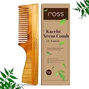 Ross Oil Treated Kacchi Neem Comb, Treated with Neem Oil, Bhringraj & 15+ Herbs, Hair Growth, Anti Hairfall, Dandruff Control | Hair Straightening, Frizz Control Wooden Comb For Men,