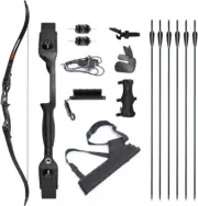Archery 56" Takedown Hunting Recurve Bow and Arrow Set Metal Riser Right Hand Bl