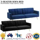 Sofa Bed Convertible Lounge 3-Seater Adjustable Backrest Recliner Couch Velvet