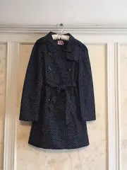 NWT Juicy Couture Girls Lovely Polka Dot Trench Coat 12 Navy