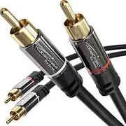 KabelDirekt – RCA Cable, 2×2 RCA to RCA Plugs, Coaxial Audio Cable – Break-Proof, Perfect Sound Quality – 0.5m Short (Hi-Fi Phono Cable, Analogue & Digital Audio Cable for Amp/HiFi and Blu-Ray)