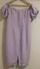 FOREVER NEW 16 Dress BNWT Mauve Linen Off Shoulder Drape Sleeves RRP- $139.99