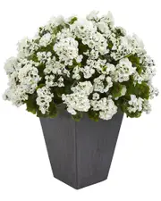 Nearly Natural Geranium Artificial Plant in Slate Planter UV Resistant (Indoor/Outdoor)