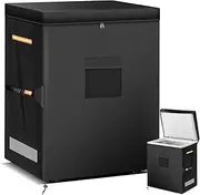 ZUYIYI Chest Freezer Cover, Outdoor Freezer Protector for 5 Cubic Feet, 420D Oxford Waterproof Full Cover Deep Freezer Cover with Top Cover for Open, Zipper Pocket 28"L x 23"W x 34"H, Black