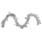 Northlight 50' Shiny Silver Christmas Tinsel Garland with Holographic Snowflakes