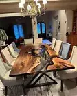 Clear Epoxy Table dining tabletop Live Edge Walnut Wood Custom Order