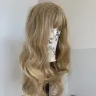 Costume Wigs With Fringe Long Wavy Blonde Heat Resistant Hair Layered