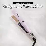 Adjustable Temp Flat Iron Hair Straightener and Curler 2 in 1 Auto Shut Off