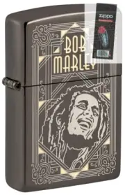 Zippo 49825 Bob Marley Laser Two Tone Design Black Ice Lighter + FLINT PACK