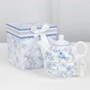 White Blue Chinoiserie Porcelain Teapot and Cup Set with Gift Box Party