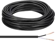uxcell 33Ft 18/2 PVC Covered Wire, 300V SVT Round Lamp Cord Insulated Heat Resistant Electronical Flexible Cable for LED Lamp Wire Audio Cable Speaker, Black, UL Listed