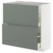 METOD / MAXIMERA base cabinet with 2 drawers, white/Nickebo matt grey-green, 80x37x80 cm