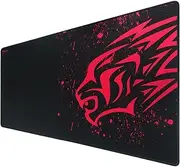 Exco Extended Gaming Mouse pad, 90 x 40 cm XXL Mousepad with Non-Slip Rubber Base and Stitched Edge,Smooth Surfaces Red Mouse Mat(Desk pad) for Gaming and Working 14674