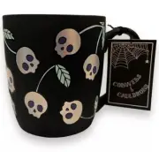 Cobwebs & Cauldrons Halloween Mug Black Skulls Spooky Summerween