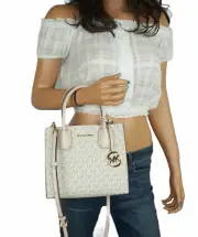 MICHAEL KORS MERCER MEDIUM SATCHEL MESSENGER SHOULDER BAG MK VANILLA PINK