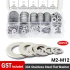 600pcs 304 Stainless Steel Flat Washer Washers Assortment Set Value Kit M2 - M12