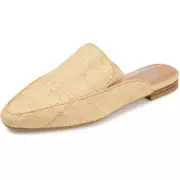Journee Collection Women Akza Slip On Backless Loafer Mule Flats US 6 Beige