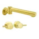 KYLINS Brushed Gold Round Lever Tap Swivel Wall Bathtub Spout Filler Outlet