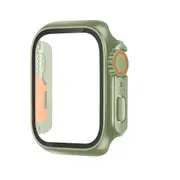 For Apple Watch SE (2nd Generation),40-mm Case,Glass PC Integrated Case,Green Orange