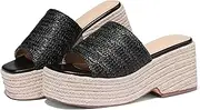[EQAUDES] Platform Slip on Espadrille Sandals for Women Wedges Slides Bohemia Sandals Flatform Open Toe Beach Sandals