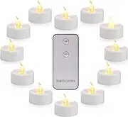 Actpe LED Tea Light, Flameless Flickering Tealight with Remote Control, Long Lasting Battery Operated LED Tealights Candle for Seasonal & Festival Celebration Pack of 12