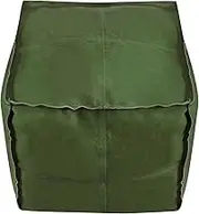 US Pouf Ottoman Cover Faux PU Leather Square Pouf Cover Unstuffed Pouf Ottoman Slipcover Elegant Cube Pouf Ottoman Cover Waterproof Pouf Footrest Cover with Zipper for Living Room Home(green)