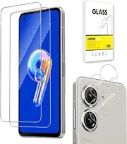 Dision Screen Protector Compatible with ASUS Zenfone 9 + [Pack of 2] Camera Lens Protector [HD Clear, Multiple Defence Technologies] Tempered Glass