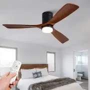 BOJUE 52 Inch Ceiling Fans with Lights, Low Profile Ceiling Fan with Light an...
