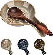 Ceramic Spoon Rest for Stove Top,Large Spoon Holder for Kitchen Counter Decor, Farmhouse Heat-Resistant Cooking Utensil Holder for Spoons, Ladles, Spatula, 6.88 Inches (Cream)