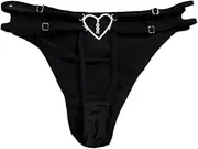 [Generic] Sexy Rhinestone Heart Pendant Back Chain Thong Belly Waist Chain Mini Underwear Crystal G String Thong Panties Body Jewelry for Women