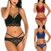 Sexy Casual Thong Push Up Bra Set Panties Bra Underwear Sets Lingerie Nightwear