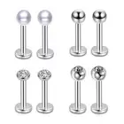 14Pcs Labret Lip Piercing Bar Stud Ring Zirconia Surgical Steel Body Jewellery